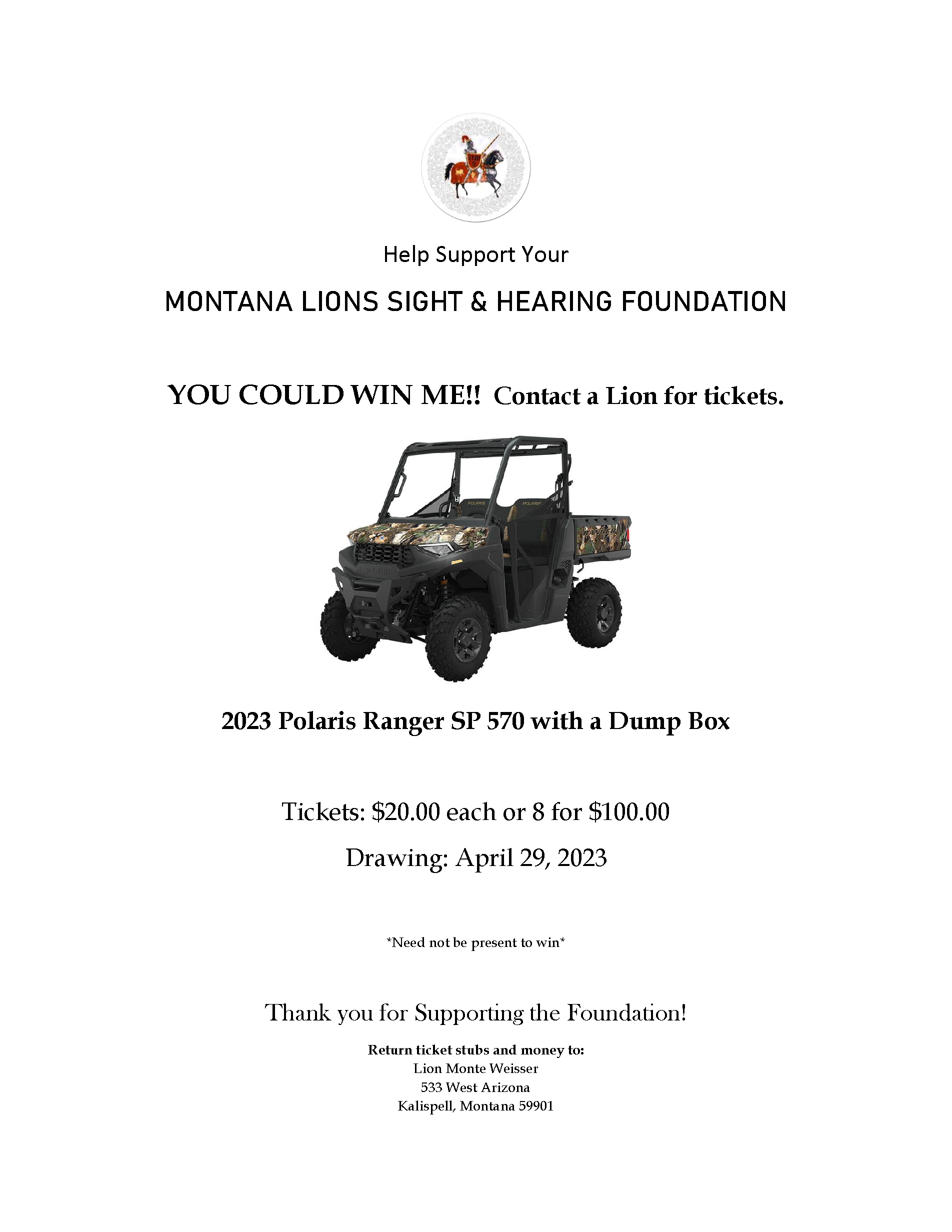 Montana Lions Sight & Hearing Foundation > Resources > Raffles